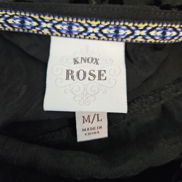 Knox Rose Black Velvet & Sheer Panel Duster Kimono‎ Size M/L Women's C78 - Picture 6 of 8